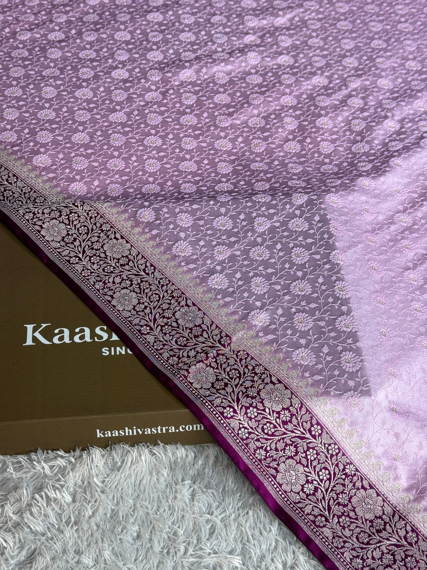 Light carrot and majanta colour premium Banarasi Mashru katan silk saree MK248