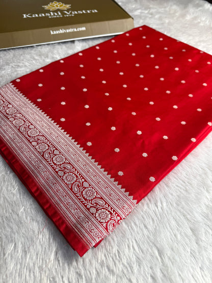 Blood red premium Banarasi Mashru katan silk saree MK225