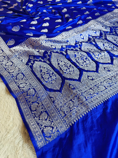 Royal blue premium Banarasi Mashru katan silk saree MK220