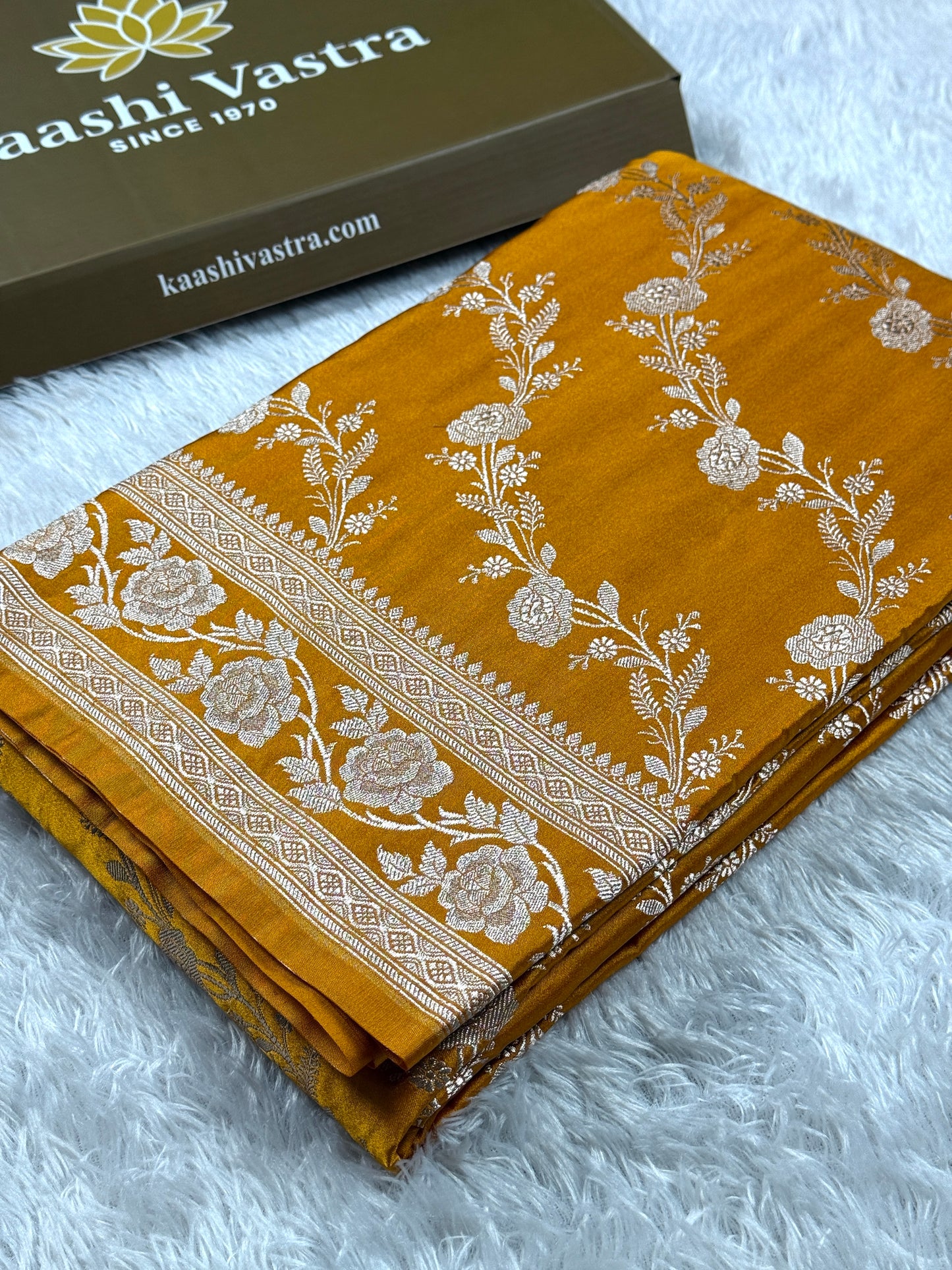Mustard color premium Banarasi Mashru katan silk saree MK242