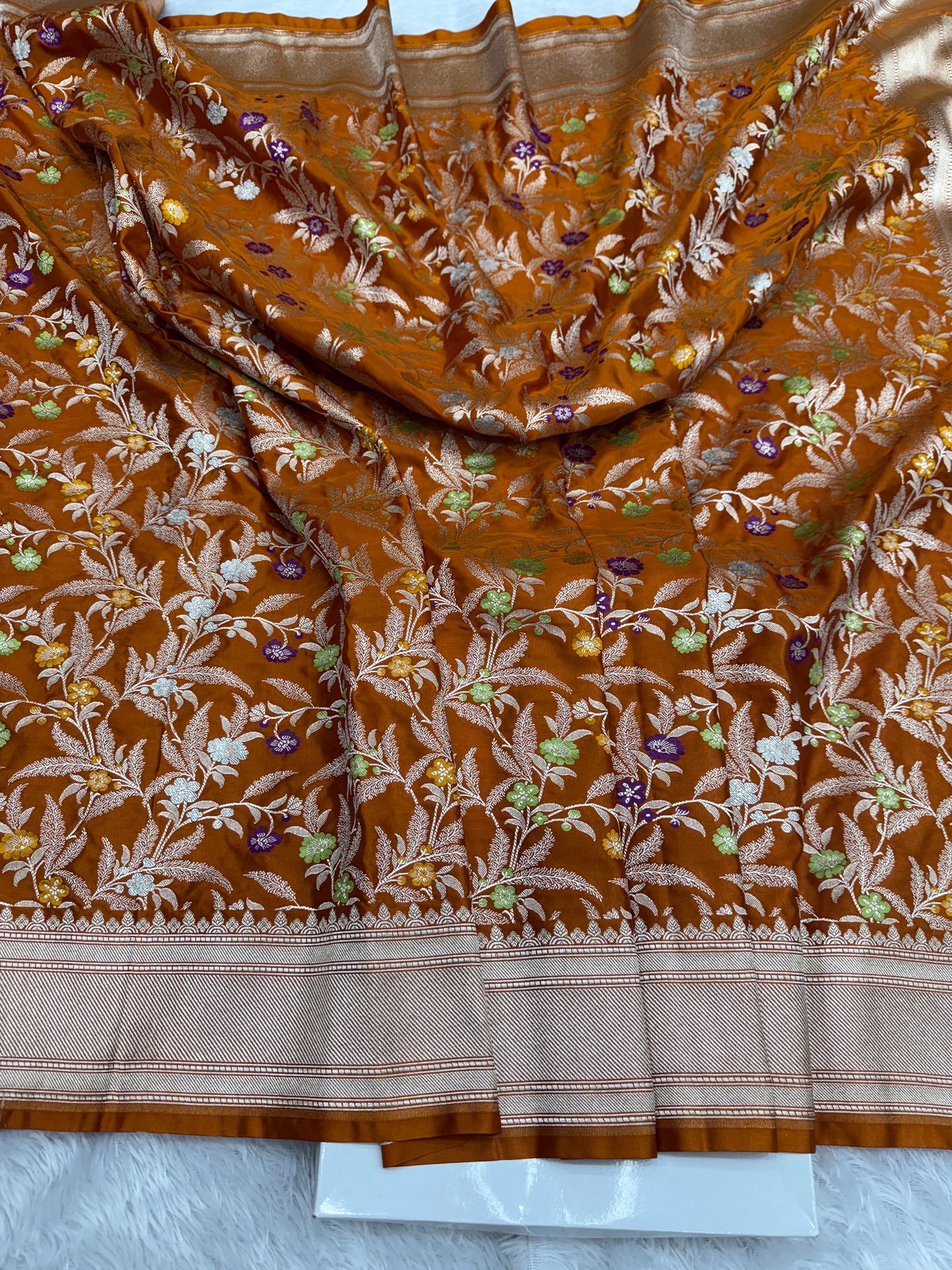 Mustard premium Banarasi tilfi Mashru katan silk saree MK184