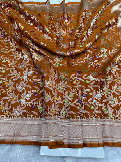 Mustard premium Banarasi tilfi Mashru katan silk saree MK184