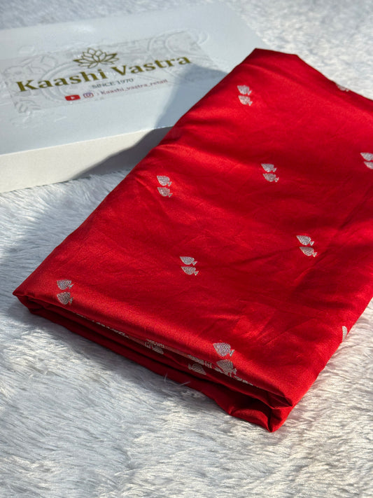 Red Banarasi Mashru katan silk saree MK169