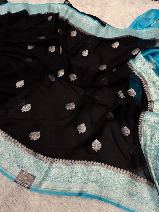Banarasi hand woven khaddi chiffon silk saree