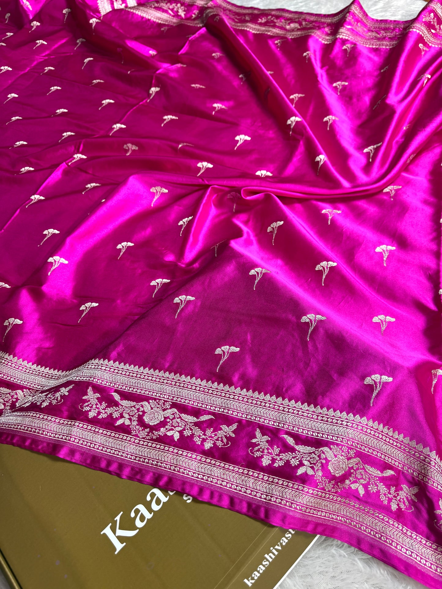 Rani pink premium Banarasi Mashru katan silk saree MK225