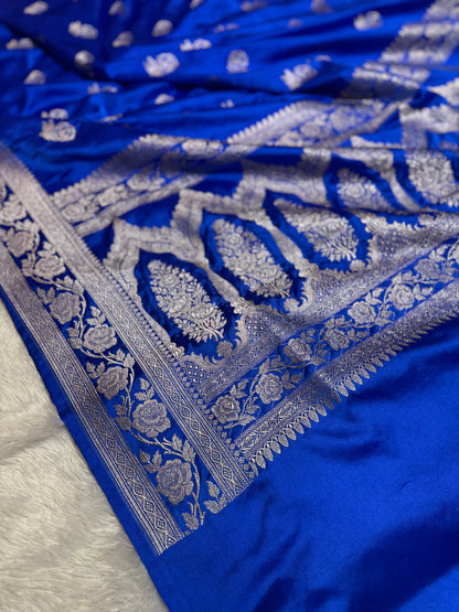 Royal blue premium Banarasi Mashru katan silk saree MK156