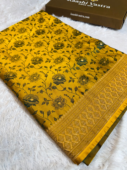 Mahanadi green premium Banarasi Mashru katan silk saree MK213