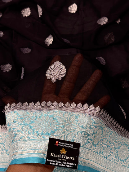 Banarasi hand woven khaddi chiffon silk saree