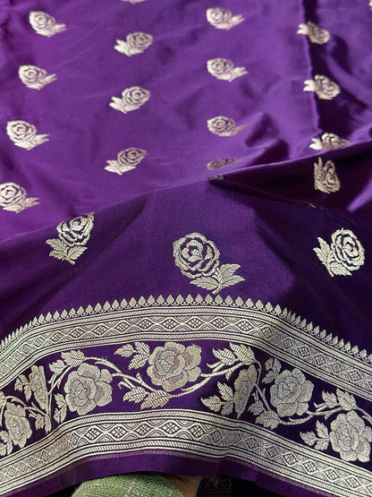 Purple Banarasi Mashru katan silk saree MK156
