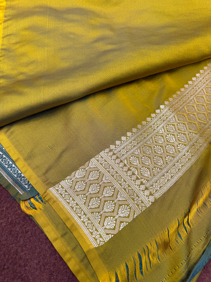 Mahanadi green premium Banarasi Mashru katan silk saree MK213