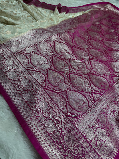 Contrast border Premium Banarasi Mashru katan silk saree MK203