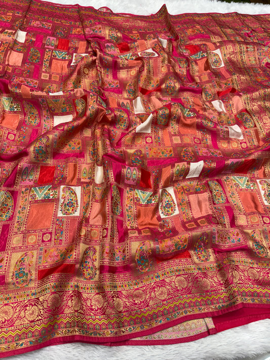 Banarasi pure satin pashmina silk saree DS102
