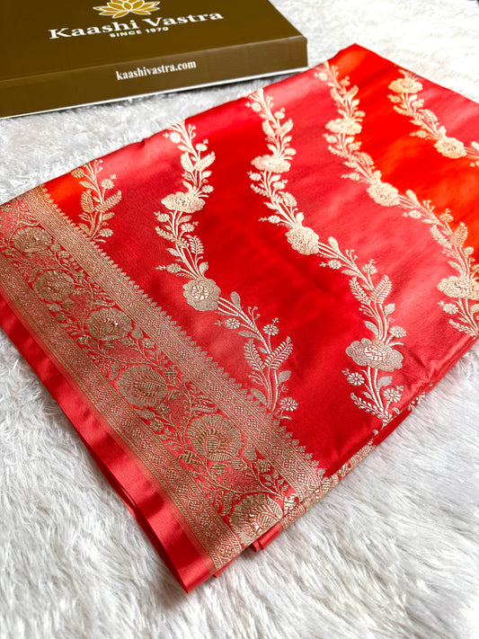 Premium hand brush Banarasi Mashru katan silk saree MK223