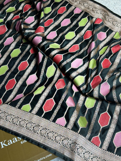 Black color premium Banarasi tilfi Mashru katan silk saree MK230