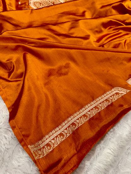Mustard Banarasi Mashru katan silk saree MK189