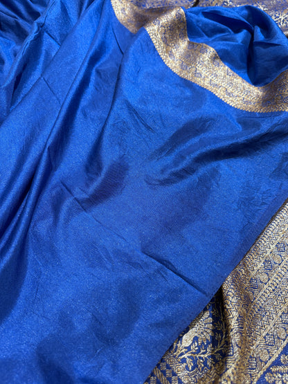 Royal blue Banarasi brocade katan silk saree BB101