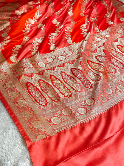 Premium hand brush Banarasi Mashru katan silk saree MK223