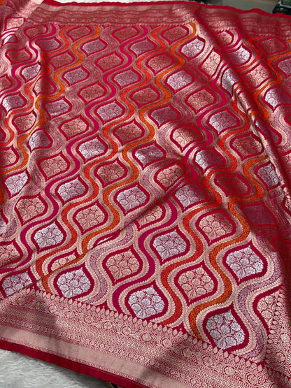 Rani pink premium Banarasi Mashru katan silk saree MK206