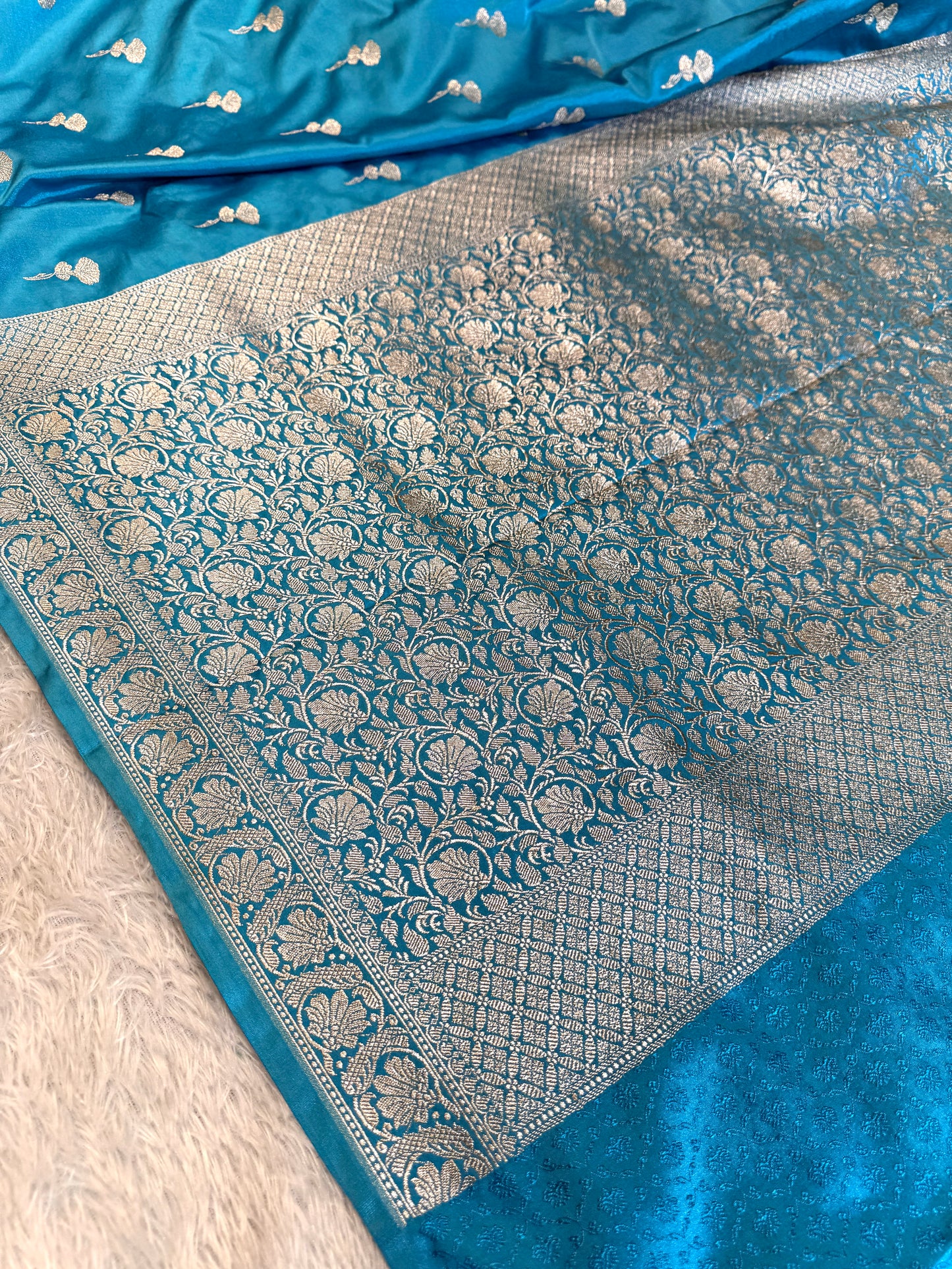 Sky blue premium Banarasi Mashru katan silk saree MK226