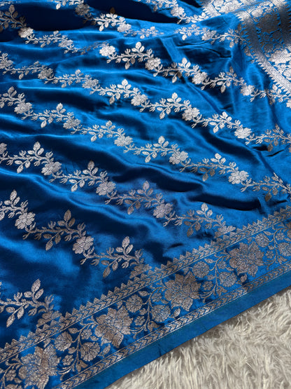 Sky blue premium Banarasi Mashru katan silk saree MK204