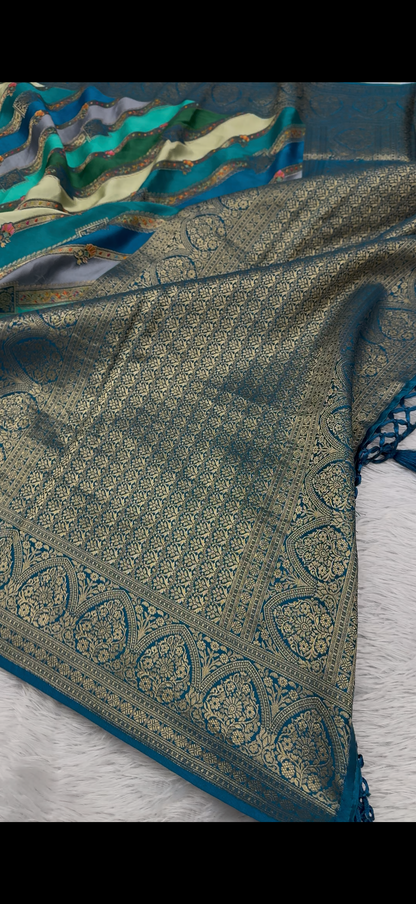 Banarasi pure soft satin pashmina silk saree DS107