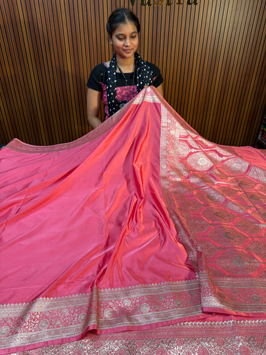 Pink Banarasi mashru katan silk saree MK167