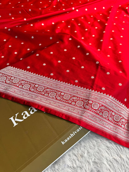 Blood red premium Banarasi Mashru katan silk saree MK225