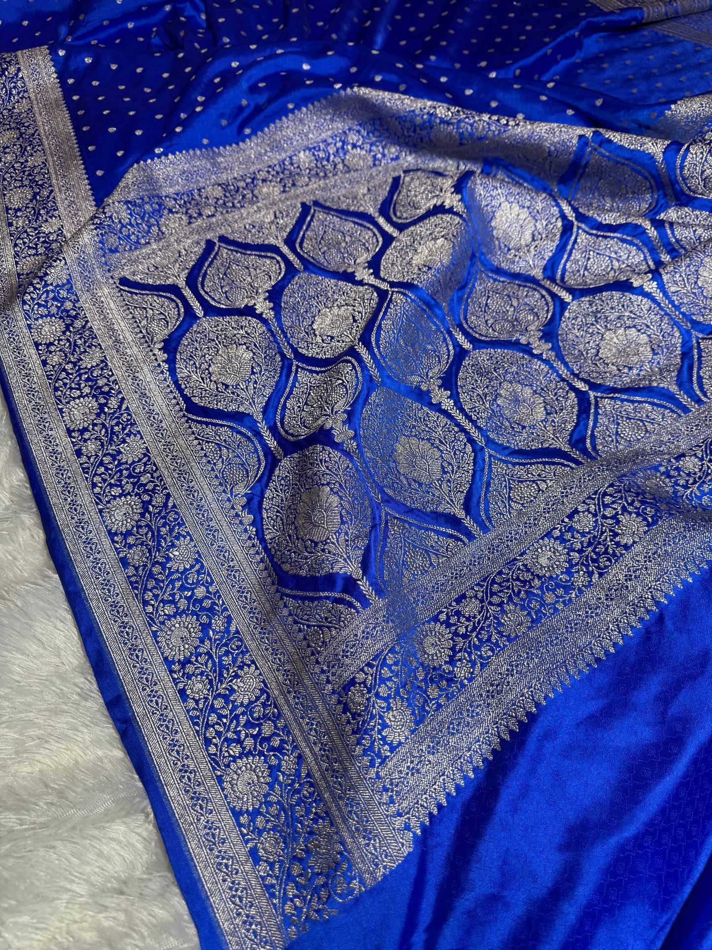 Royal blue premium Banarasi Mashru katan silk saree MK159