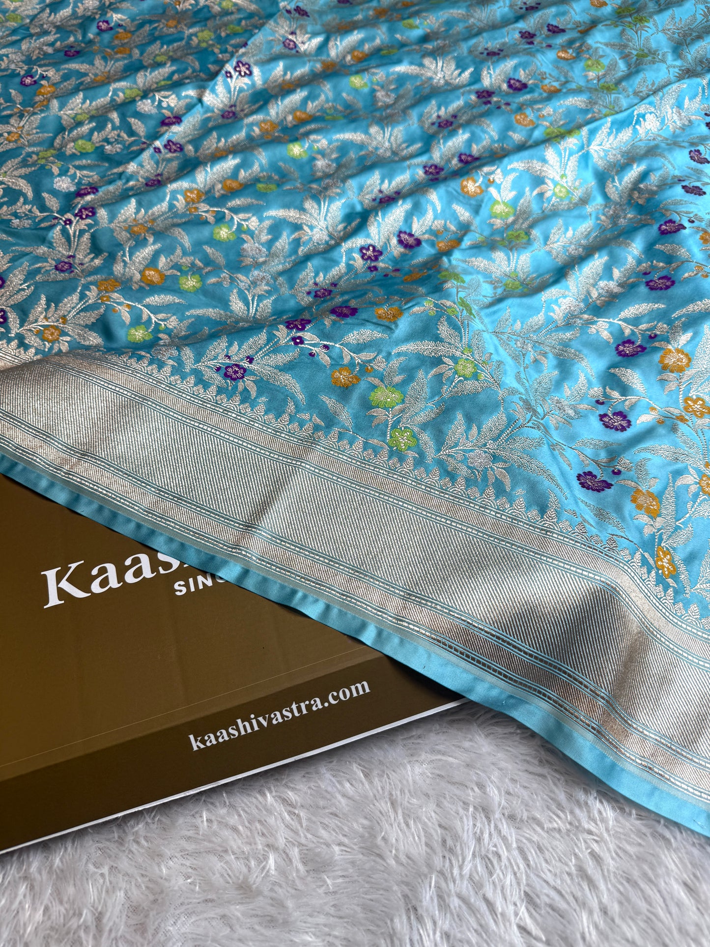 Sky blue premium Banarasi Mashru katan silk saree MK184