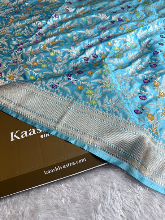 Sky blue premium Banarasi Mashru katan silk saree MK184