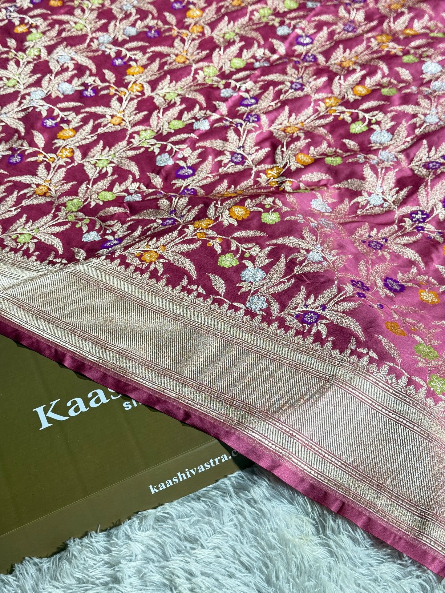 Onion pink premium Banarasi tilfi Mashru katan silk saree MK184