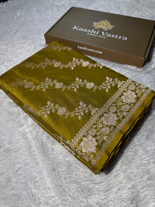 Mahndi premium Banarasi Mashru katan silk saree MK204