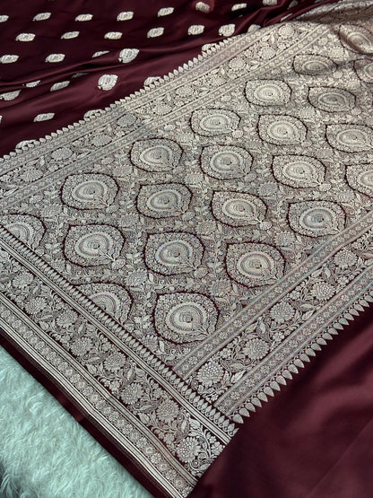 Coffee brown colour premium Banarasi Mashru katan silk saree MK248