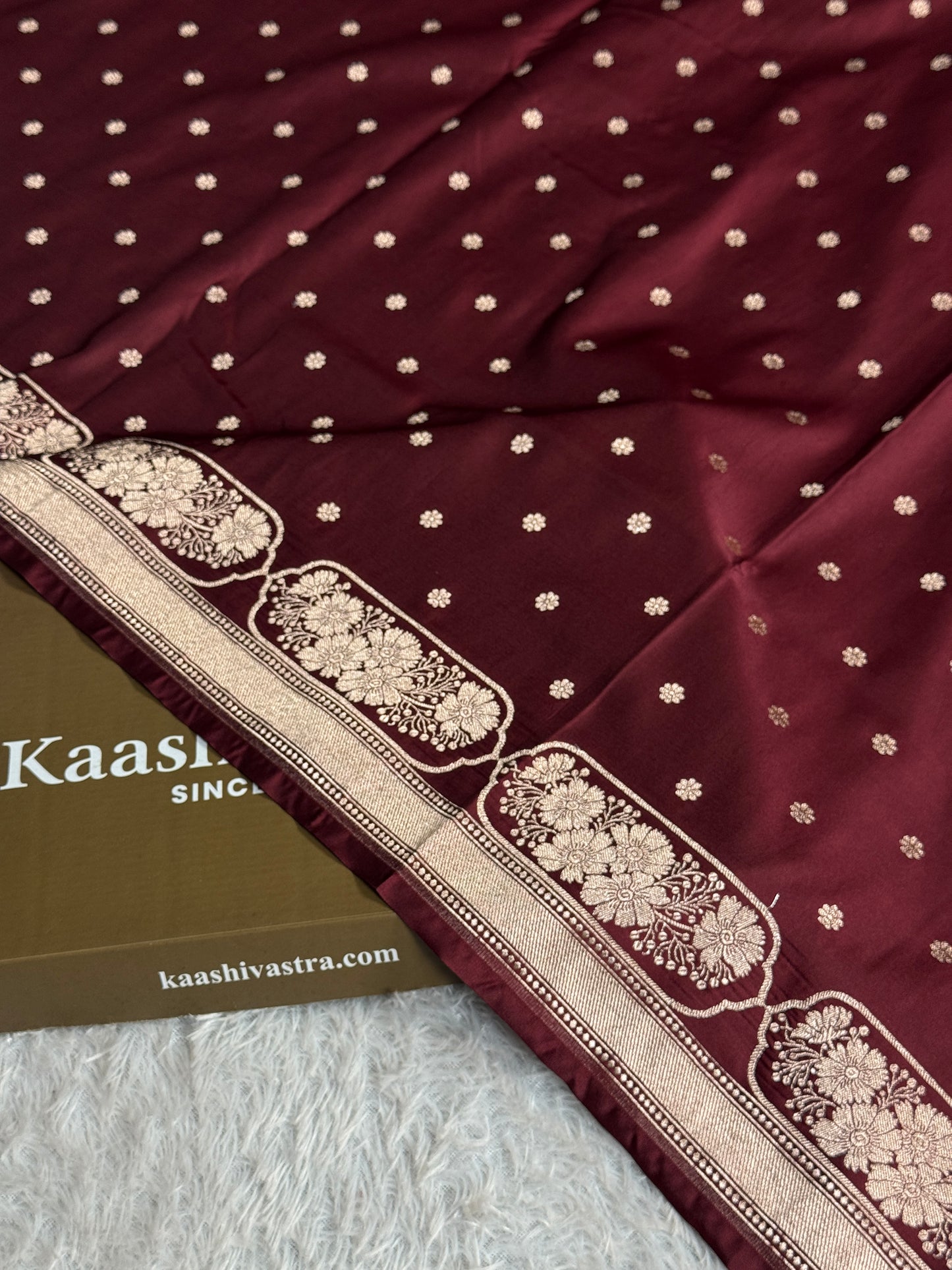 Brown colour premium Banarasi Mashru katan silk saree MK302