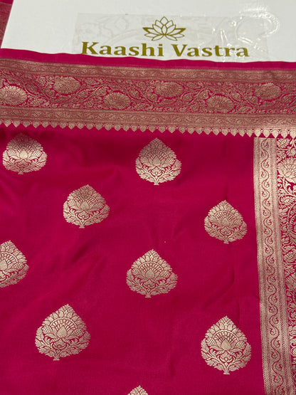 Rani pink premium Banarasi Mashru katan silk saree MK161