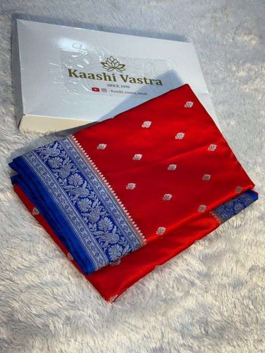 Red premium Banarasi Mashru katan silk saree MK182