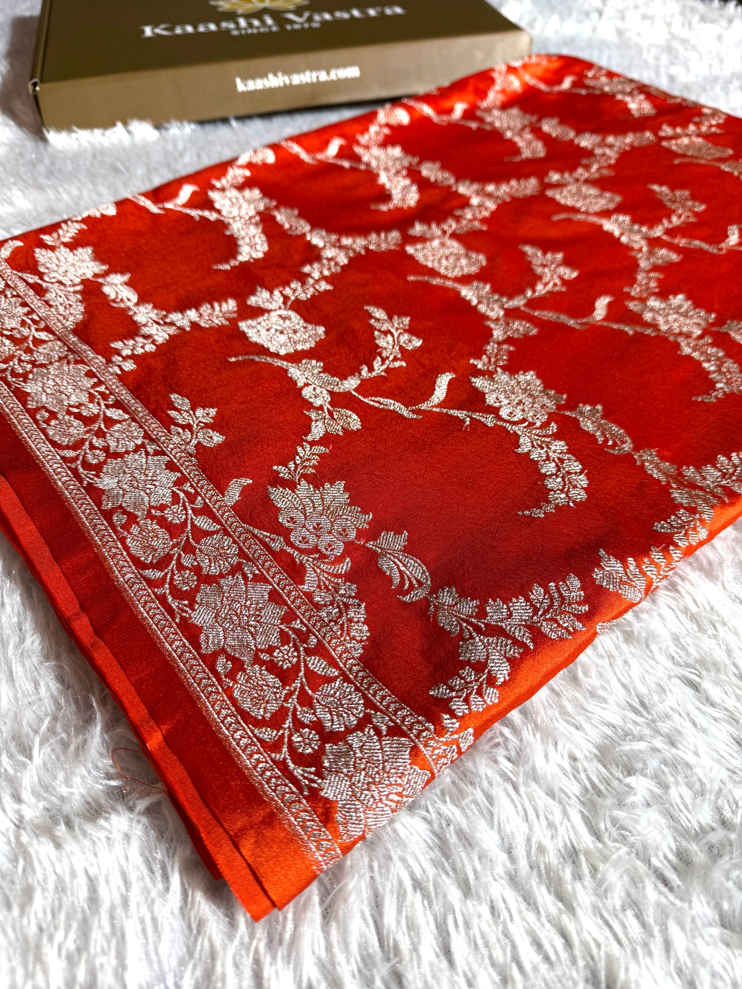 Orange premium Banarasi Mashru katan silk saree MK221