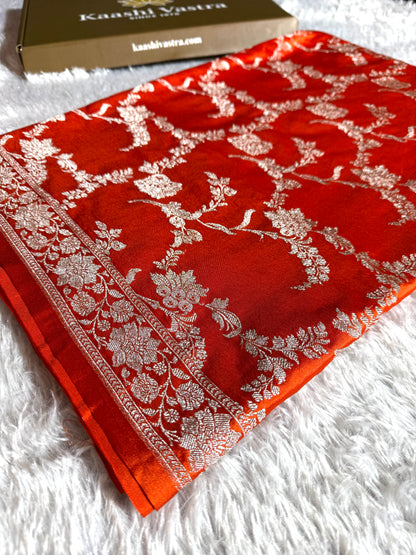 Orange premium Banarasi Mashru katan silk saree MK221