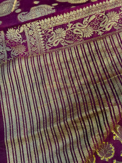Purple Banarasi georgette silk saree RB107
