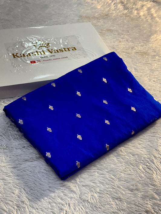 Royal blue premium Banarasi Mashru Katan silk saree MK164