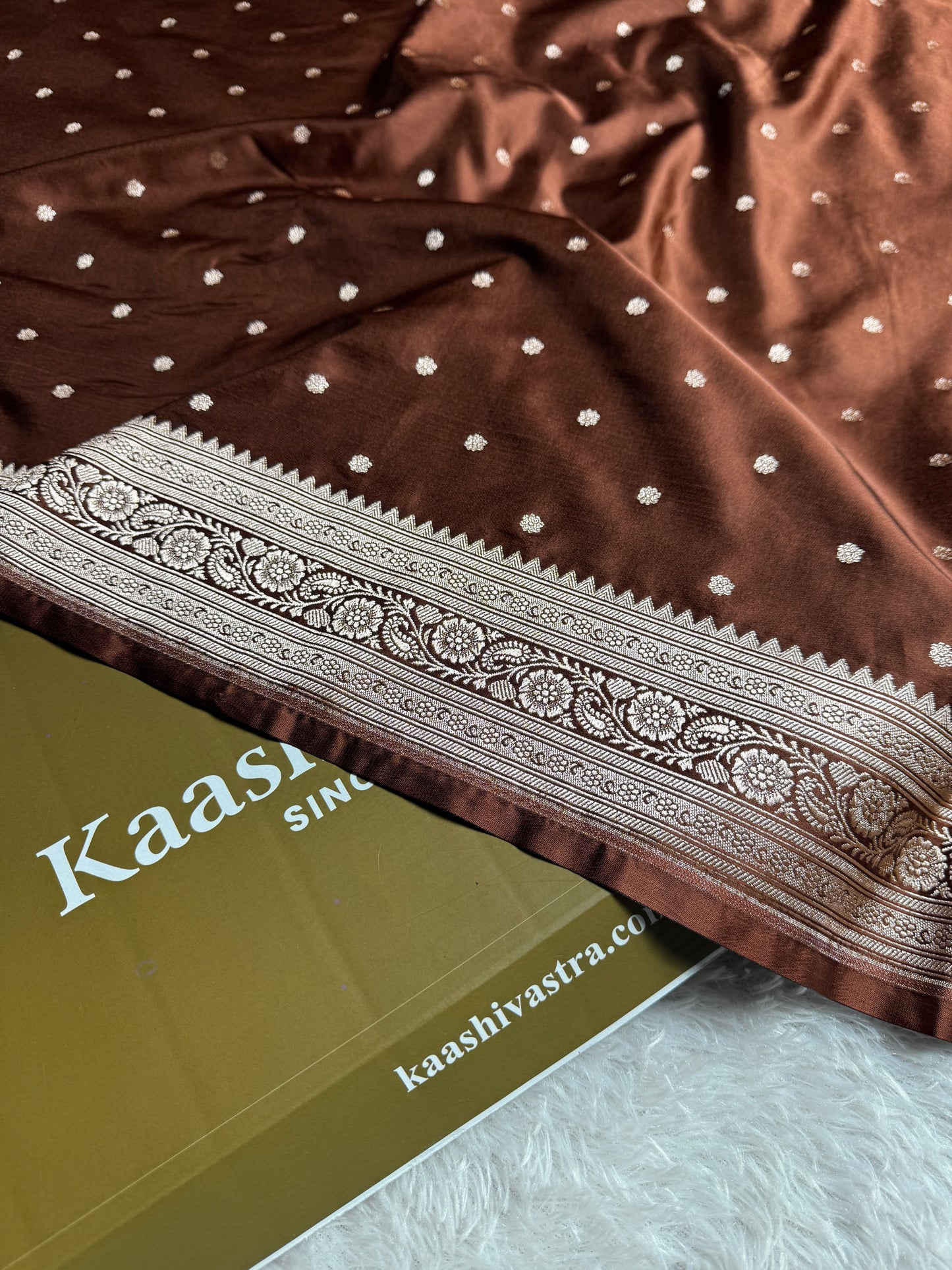Coffee brown premium Banarasi Mashru katan silk saree MK225