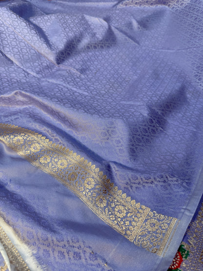 Lavender Banarasi Mashru katan silk saree MK160