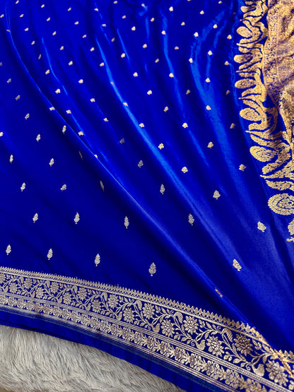 Royal blue premium Banarasi Mashru Katan silk saree MK164