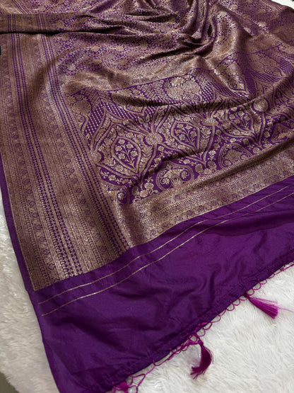 Purple Banarasi brocade katan silk saree BB101