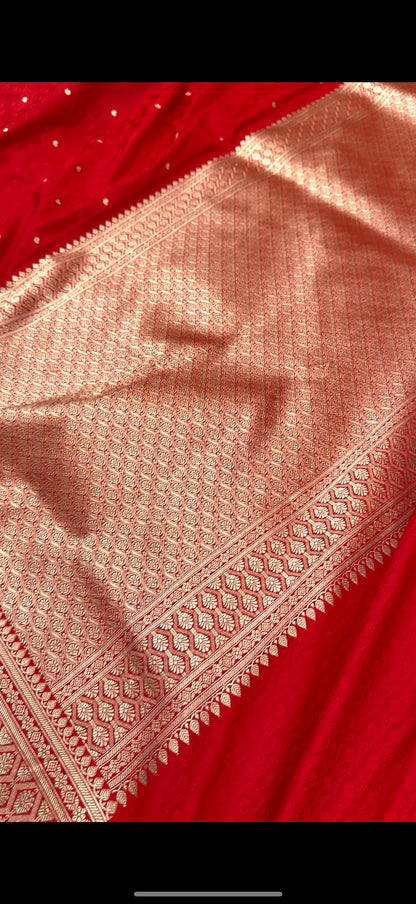 Red premium Banarasi tanchui Mashru katan silk saree MK213