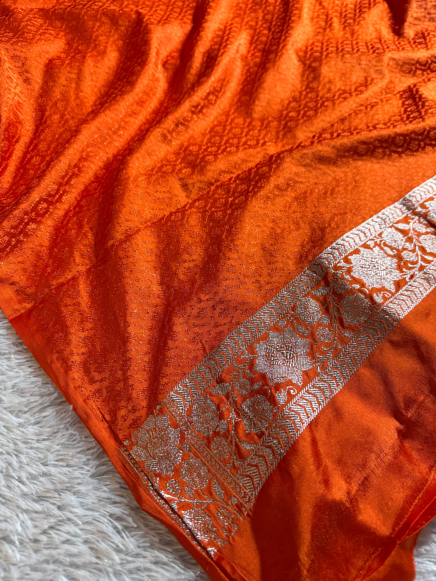 Orange premium Banarasi Mashru katan silk saree MK221