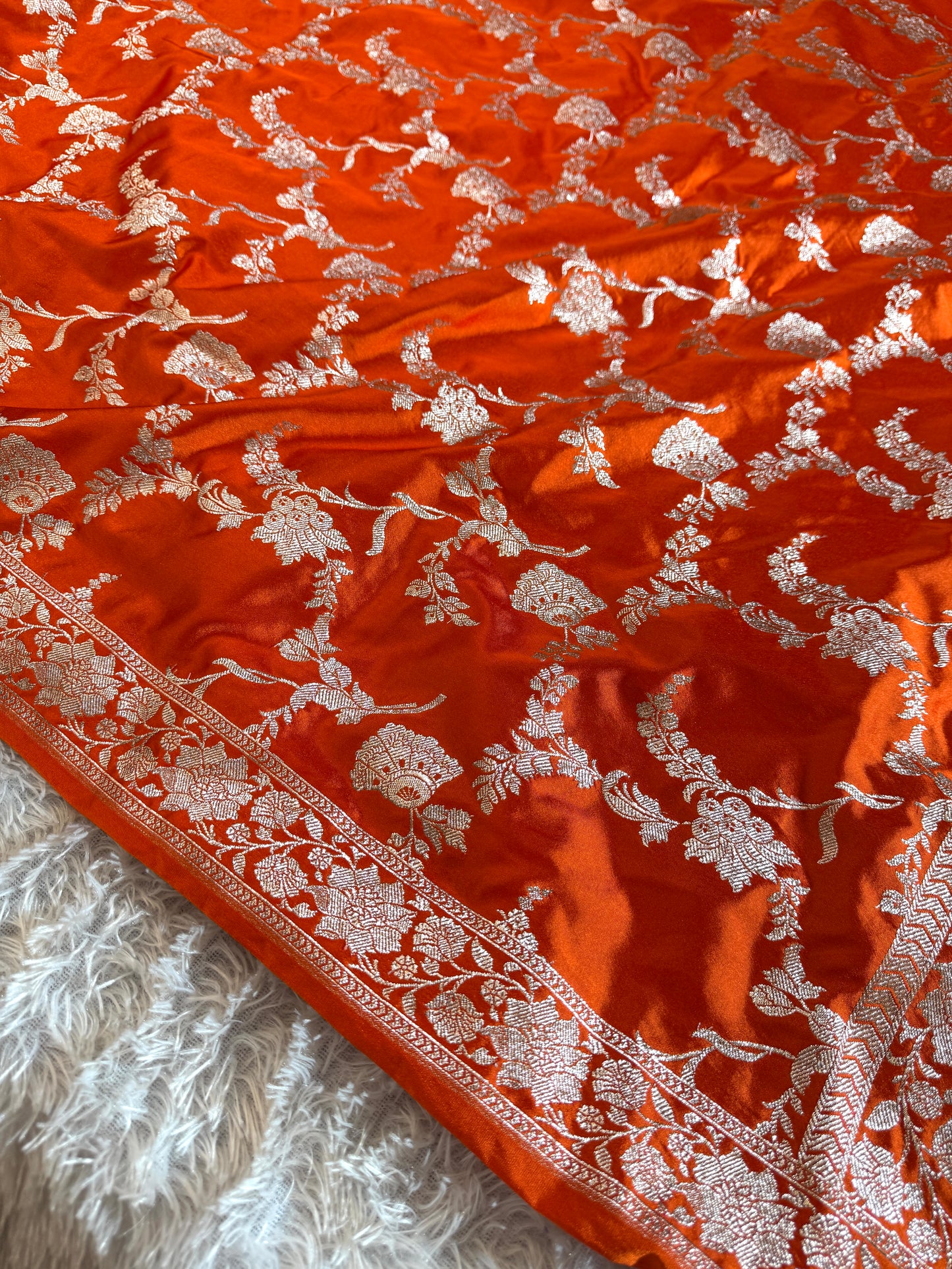 Orange premium Banarasi Mashru katan silk saree MK221