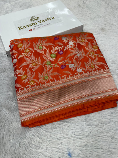 Orange premium Banarasi Mashru Katan silk saree MK184