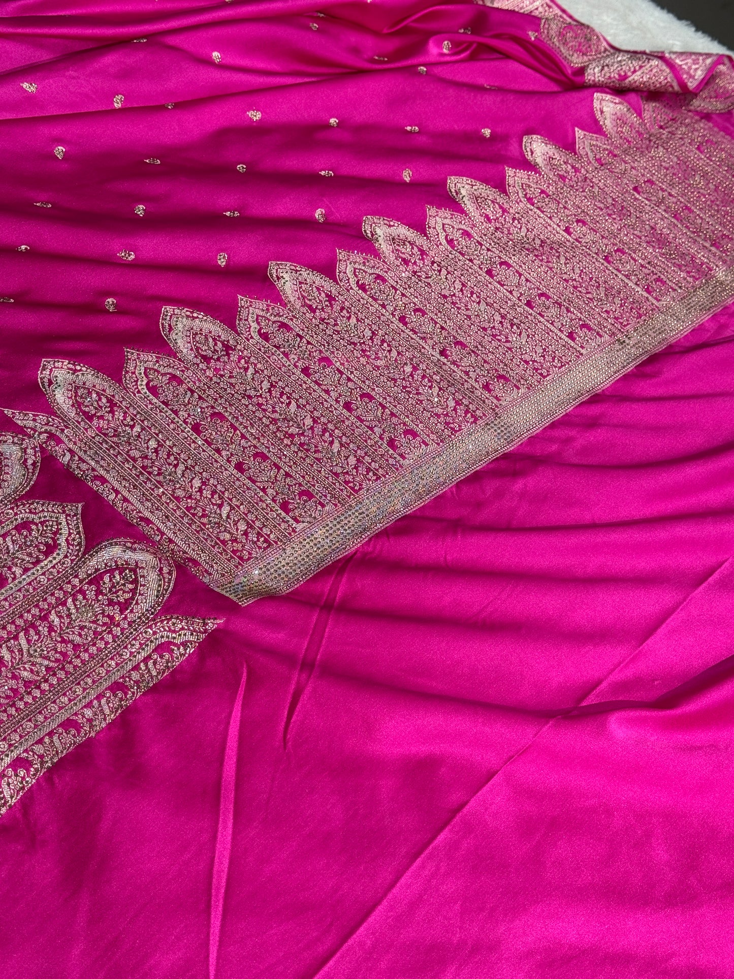 Rani pink colour premium Banarasi Mashru katan silk saree MK268