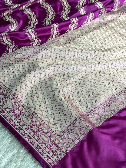 Majanta colour premium Banarasi Mashru katan silk saree MK350